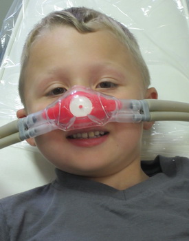 Boy with nitrous mask
